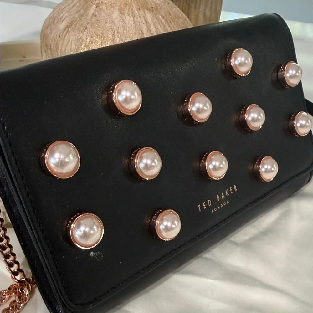 Ted Baker Black Pearl-Stud Bag Rose Gold + Pearls - Picture 2 of 16